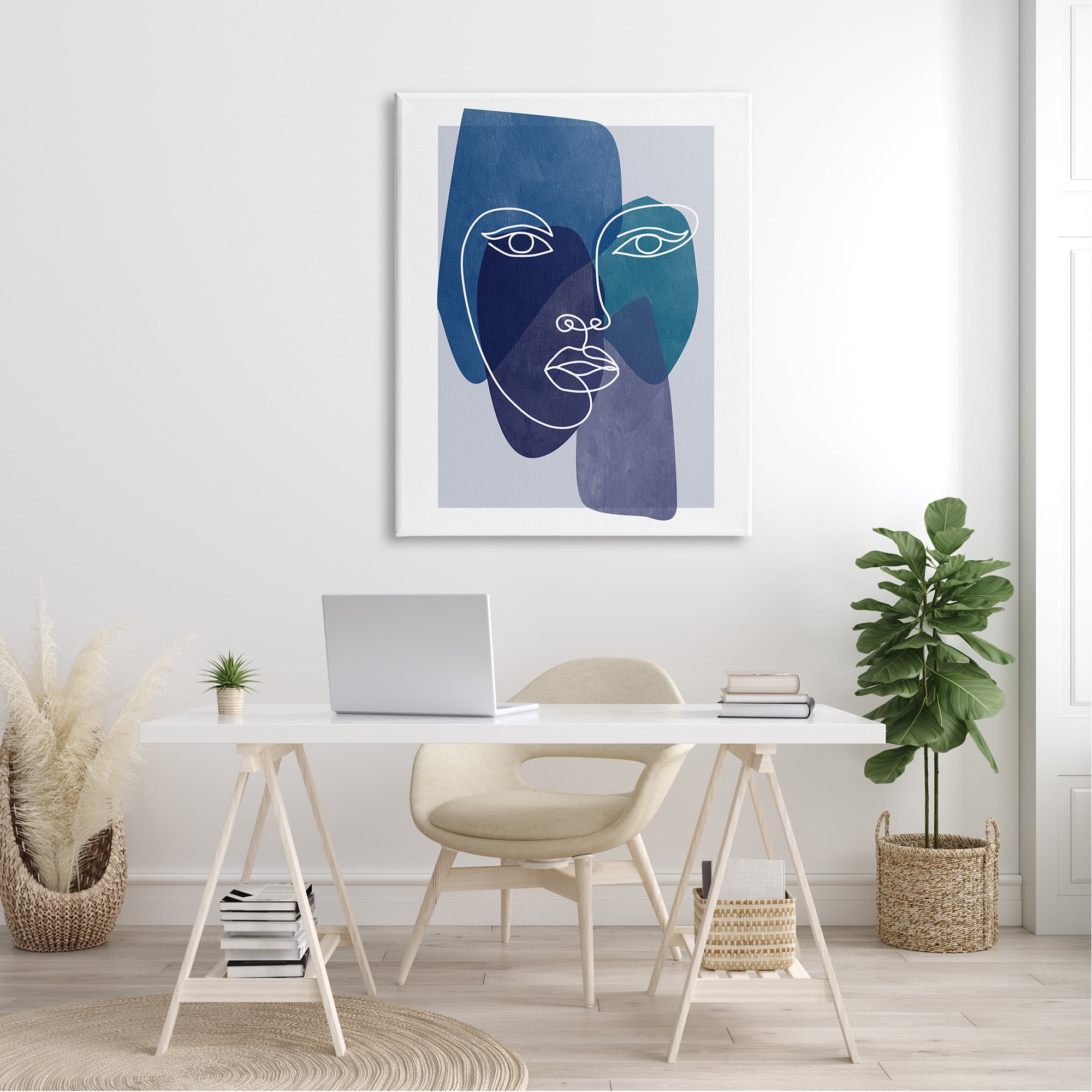 Stupell Industries Bold Face Line Doodle Modern Geometric Shapes Canvas Wall Art, 36 x 48, Design by Birch&Ink