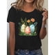 thumbnail image 1 of Vintage Easter Egg & Floral Print T-Shirt - Casual Gray Crew Neck Short Sleeve Top, Soft , Women's Fashion, Ladies T-Shirts, 1 of 6
