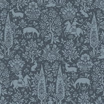 Crown Sherwood Dark Blue Woodland Unpasted Paper Wallpaper, 20.5-in by 33-ft, 56.4 sq. ft.