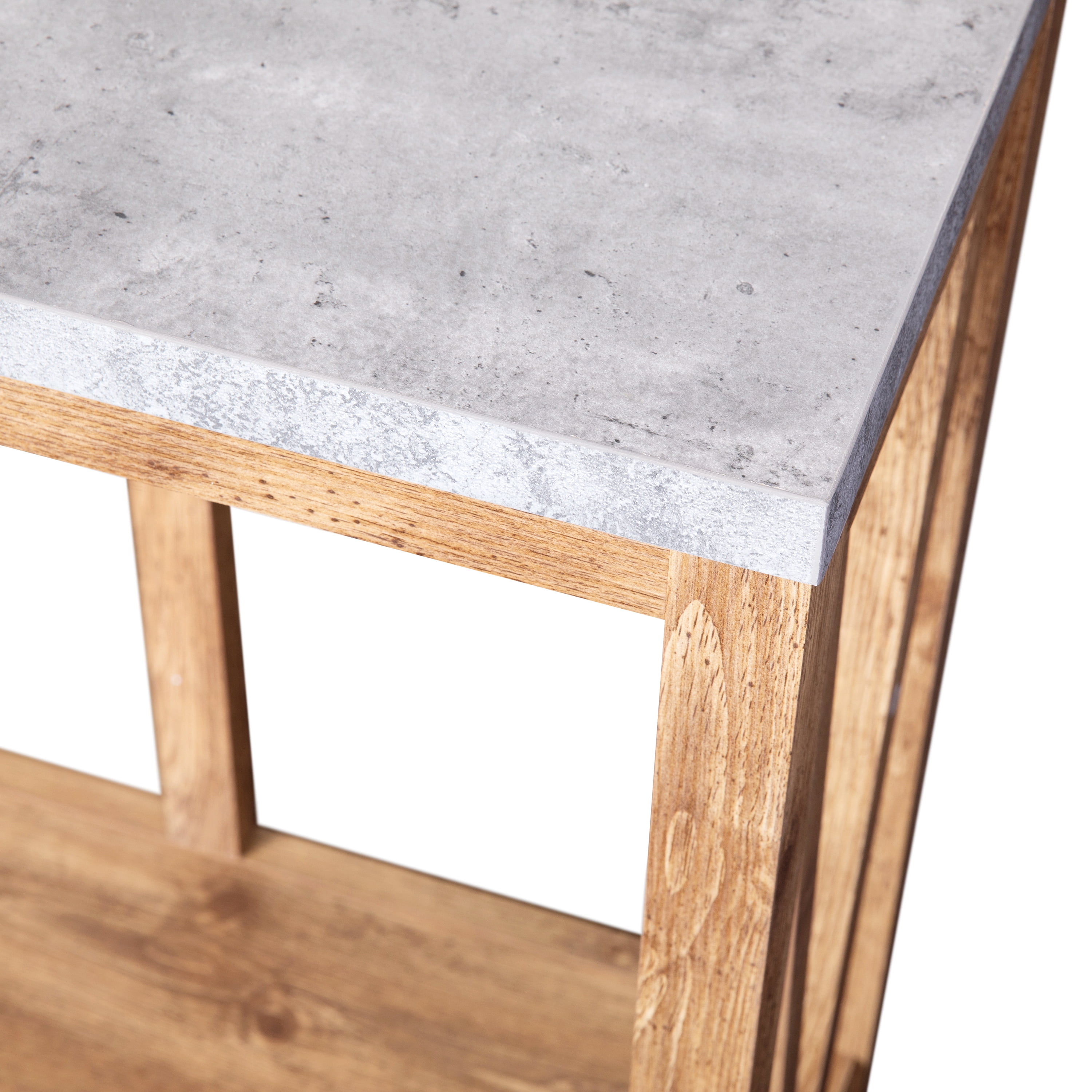 Emma + Oliver Modern Farmhouse Entryway Console Accent Table in Warm Oak with Faux Concrete Finished Wood Top