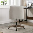 thumbnail image 5 of Ergonomic Adjustable Height Swivel Office Chair with Wheels and Wooden Legs, Breathable Linen Fabric Upholstery - Computer Desk Chair for Home or Office Use (Beige Linen), 5 of 9