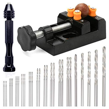 

30 Pcs Pin Drill Set Uspacific Universal Multiple Size Pin Vice with a Mini Carving Clamp for Craft Carving DIY Woodworking Jewelry or Model Making