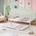 thumbnail image 3 of Twin Size Metal Daybed with Twin Size Adjustable Trundle, Portable Folding Trundle Heavy-Duty Steel Daybed with Pop Up Trundle Bed, 3 of 7