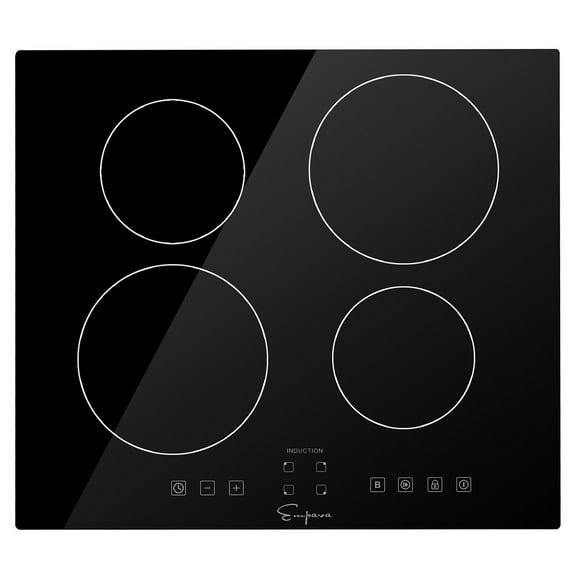 Empava 24" Electric Stove Induction Cooktop with 4 Power Boost Burners Smooth Surface Vitro Ceramic Glass in Black