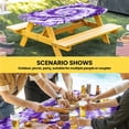 thumbnail image 6 of Purple Ombre Table Cloths for 8 Foot Rectangle Tables, Modern Abstract Tie Dye Painting Art Patio Waterproof Elastic Fitted Tablecloths, Washable Rectangular Table Cover for Camping, 6 of 8