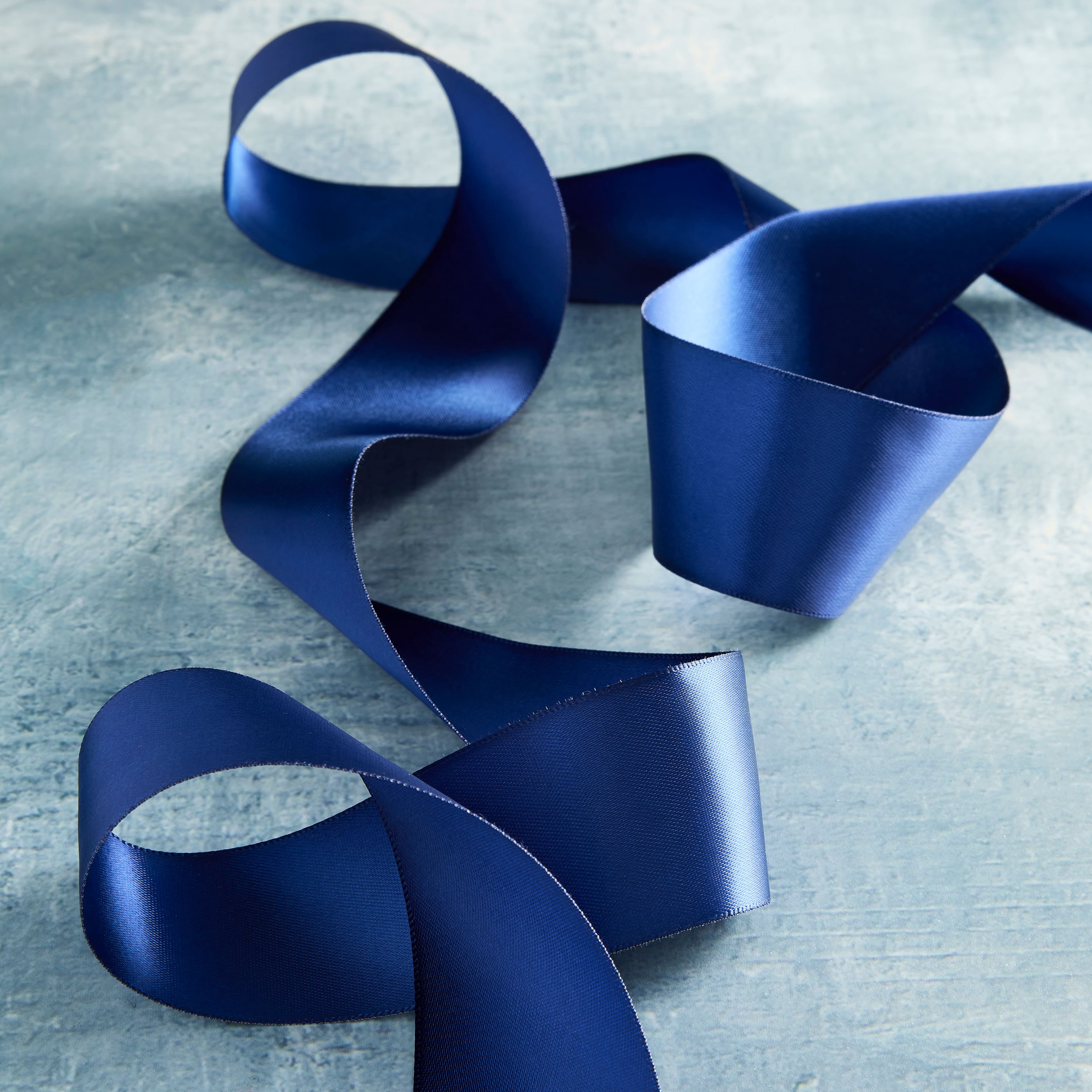 1.5" x 3yd. Navy Satin Ribbon by Celebrate It – Non-Wired Woven Selvage Edge - Ideal for Gift Wrapping - Crafts & Decor - 12 Pack