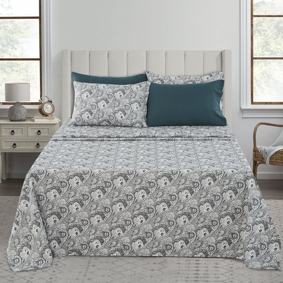 New Deep Pocket 6 Piece Bed Sheets 1800 Count Hotel Quality Paisley Bedding Set