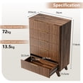 thumbnail image 2 of Ktaxon Fluted Large 5 Drawer Dresser Solid Wood Chest of Drawers with Soft Close Slides Storage Cabinet for Bedroom Living Room Entryway Walnut, 2 of 7