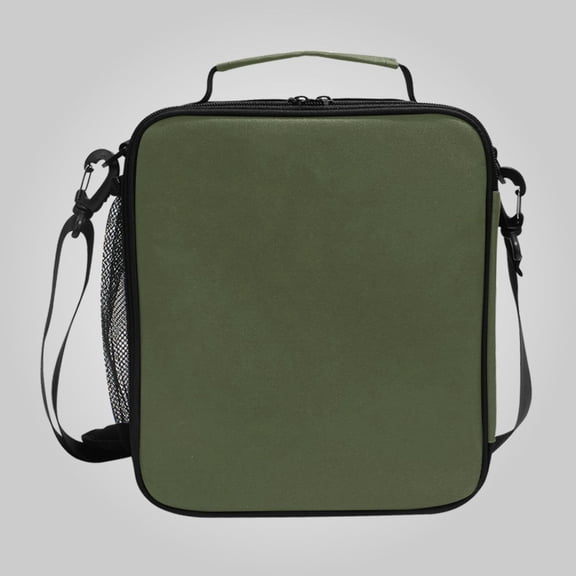 Square Insulated Lunch Bag Leak-proof Lunch Box for Outdoor Work Picnic10.5*3.5*9.5 Solid Olive Green Color Tone