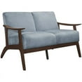 thumbnail image 1 of Lexicon Causeuse en Velours Bleu Gris et Noyer Foncé, 1 of 8