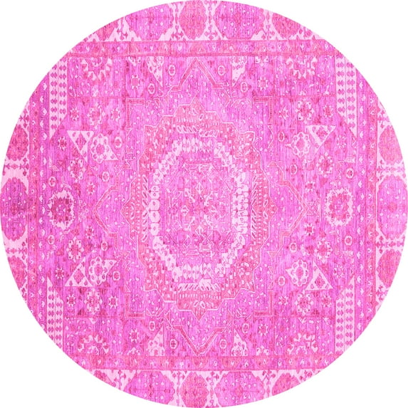 Ahgly Company Indoor Round Oriental Pink Traditional Area Rugs, 3' Round