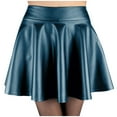 thumbnail image 2 of RUTAYY Women Fashion Ladys Leather Skirt High Waist Creased Skirt Solid Color Casual Base Skirt Casual Travel Skirts, 2 of 3