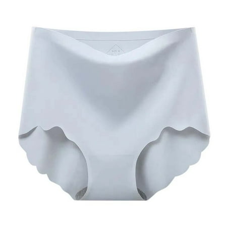4 Packs Womens Underwear High Waist Seamless Ice Silk Breathable Plus Size Summer Thin Butt Lift Briefs Panties for Women L Grey
