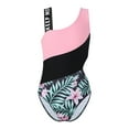 thumbnail image 3 of Sholeno Girls One Piece Bathing Suit Colorblock One Shoulder Swimsuits Summer Beach Sport Swimwear Pink Lily 14, 3 of 6
