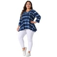 thumbnail image 3 of DARING DIVA Women's Plus Elbow Sleeve Blouse Tee Top Tie Dye T Shirts 3X Blue White, 3 of 6