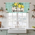 thumbnail image 2 of Summer Lemon Tier Curtains, Spring Bees Turquoise Plaid Light Filtering Kitchen Curtains, 2Pcs Rod Pocket Half Window Treatments Panels for Sink Cafe Cabinet Camper 27.5x36 Inches, 2 of 9
