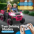 thumbnail image 3 of Arnahaishe 24V Two-seater Ride On Toys, 4WD 6X6 Electric Dump Truck with Remote Control, Music and Bluetooth for Kids 2-6, Pink, 3 of 11