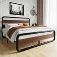 thumbnail image 2 of Amolife Full Bed Frame with Headboard and Footboard, Metal Platform Bed, No Box Spring Required, Brown, 2 of 8