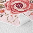 thumbnail image 5 of Homewish Tropical Floral Bed Spread Queen,Vintage Flower Queen Coverlet Set For Girls,Pink,3-Piece, 5 of 7