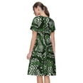 thumbnail image 2 of Horeoi Green Snakeskin Print Women's Short Sleeve Dress Breathable Polyester-Spandex All-Over Print A-Line Side Pockets Elastic Waist, 2 of 6