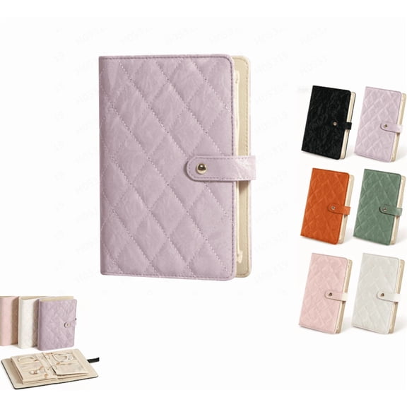 PU Leather Travel Jewelry Organizer, Ring Binder Jewelry Notebook with Zipper Velvet Pouches, Tangle-Free Storage Case for Necklaces, Rings & Earrings