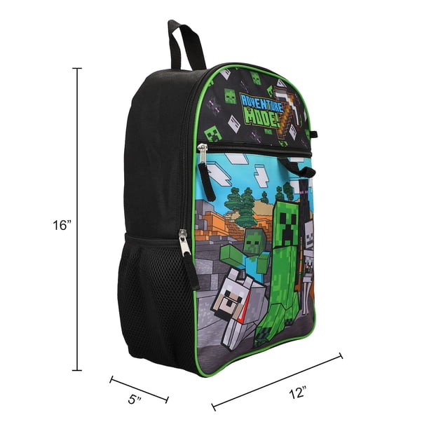 Minecraft 5-Piece Set: 16 Backpack Lunchbox Utility Case Rubber