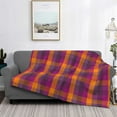 thumbnail image 2 of Uemuo Purple Yellow Buffalo Plaid Printed Throw Blanket for Couch, Fluffy Fuzzy Blankets for Bed, Sofa, Cozy Flannel Faux Fur Blanket-40"x30", 2 of 6