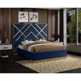 thumbnail image 2 of Meridian Furniture Vector Rich Velvet Queen Bed in Navy, 2 of 6