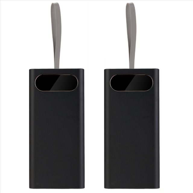 2X Caja de Batería DIY 28x18650 Caja de Banco de Energía de 10 W Baterías Soporte de Caja de Almacenamiento Desmontable con Luz de Camping Negro