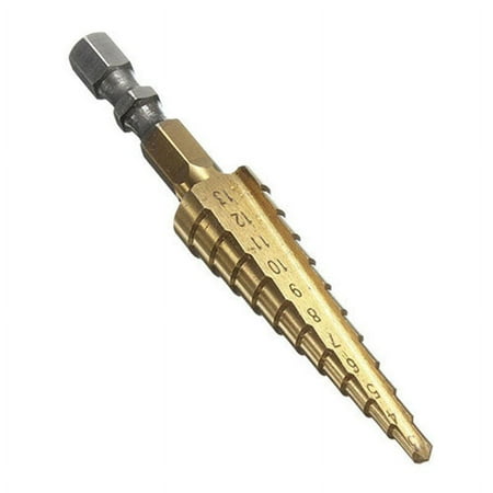 

GLFILL Titanium Step High-End Drill Bit 1/4 Inch Hex Shank Step Cone 3-13Mm 11 Steps