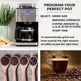 thumbnail image 3 of Kenmore Elite Grind and Brew Coffee Maker w/ Burr Grinder, 12 Cup Programmable Automatic Timer Brew Coffee Machine, Air-Tight Bean Hopper, Grind Size and Brew Strength Selectors, Stainless Steel, 3 of 7