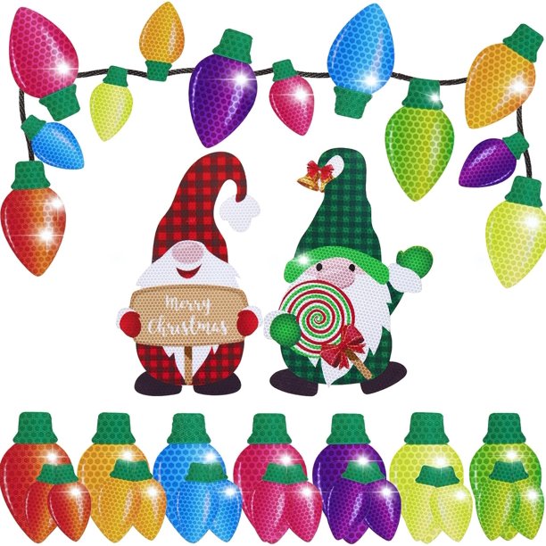30PCS Bombilla Reflectante Imán Decoraciones Navideñas para Coches para Navidad, Vacaciones, Cruceros, Puertas, Coches, Buzón, Decoración Exterior (Adornos Grinch)