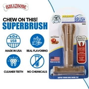 Bullibone SuperBrush: Dental Dog Chew Bone Teeth Cleaning Easy Hold Dog Toothbrush - Long Lasting Nylon Chew Toy - 2 Pack