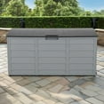 thumbnail image 2 of Canddidliike 75 Gallon Weather Storage Box on Wheel, Deck Bin Garden Bench for Outdoor Patio Seat - Black&Grey, 2 of 8