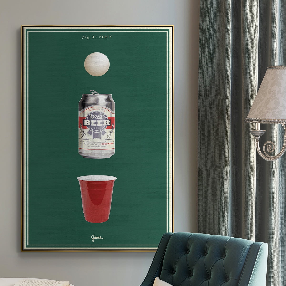 Fig. A: Party Framed Premium Gallery Wrapped Canvas - Ready to Hang