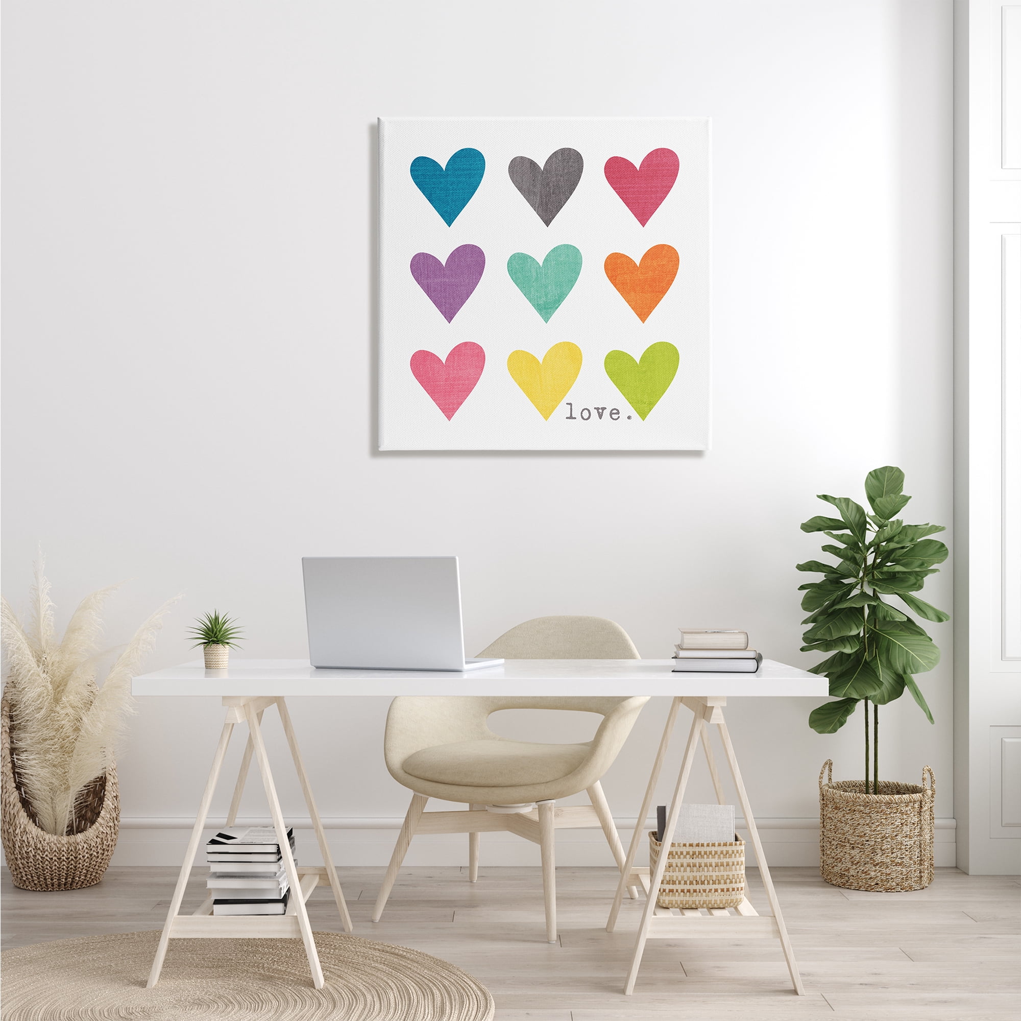 The Stupell Home Decor Collection Watercolor Cute Hearts Love Wall Art