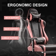 GTPLAYER Gaming Chair with Footrest PU Leather Office Chair with Adjustable Headrest, Pink