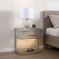 thumbnail image 6 of Keno Nightstand, 27 Inch Brown Acacia Wood, Storage Drawer, LED Light, 6 of 6