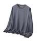 thumbnail image 2 of pstuiky hombres de manga larga, Blusas de cuello redondo, sueltas, informales, cómodas, lisas, de manga larga, para hombre Tops de hombre l, 2 of 3