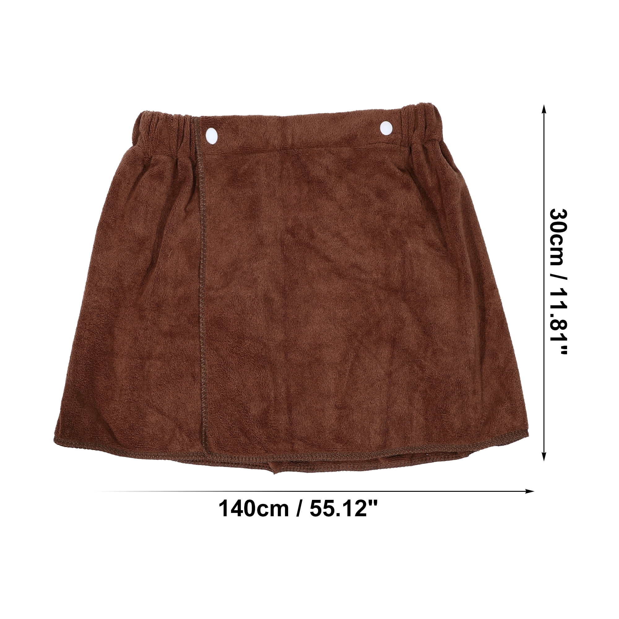 Unique Bargains 2 Pcs Men's Bath Wrap Towel Body Wrap for Shower Spa Adjustable Robes Brown 30x140cm