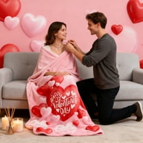 Valentine's Day Flannel Blanket Soft Throw Blanket for Couples Adults Lightweight Digital Print for Sofa Bed Nap(B)