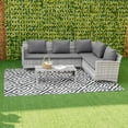 thumbnail image 2 of Outsunny Reversible Outdoor RV Rug, Black & White, 6' x 9', Waterproof, UV Resistant, 2 of 9