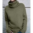 thumbnail image 4 of Women Oversized High Neck Pullover Sweater Cable Knit Long Sleeve Sweater Tops Green XL, 4 of 9