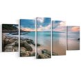 thumbnail image 2 of Gloomy Tropical Sunset Beach - Toile d'art de paysage marin extra large, 2 of 3