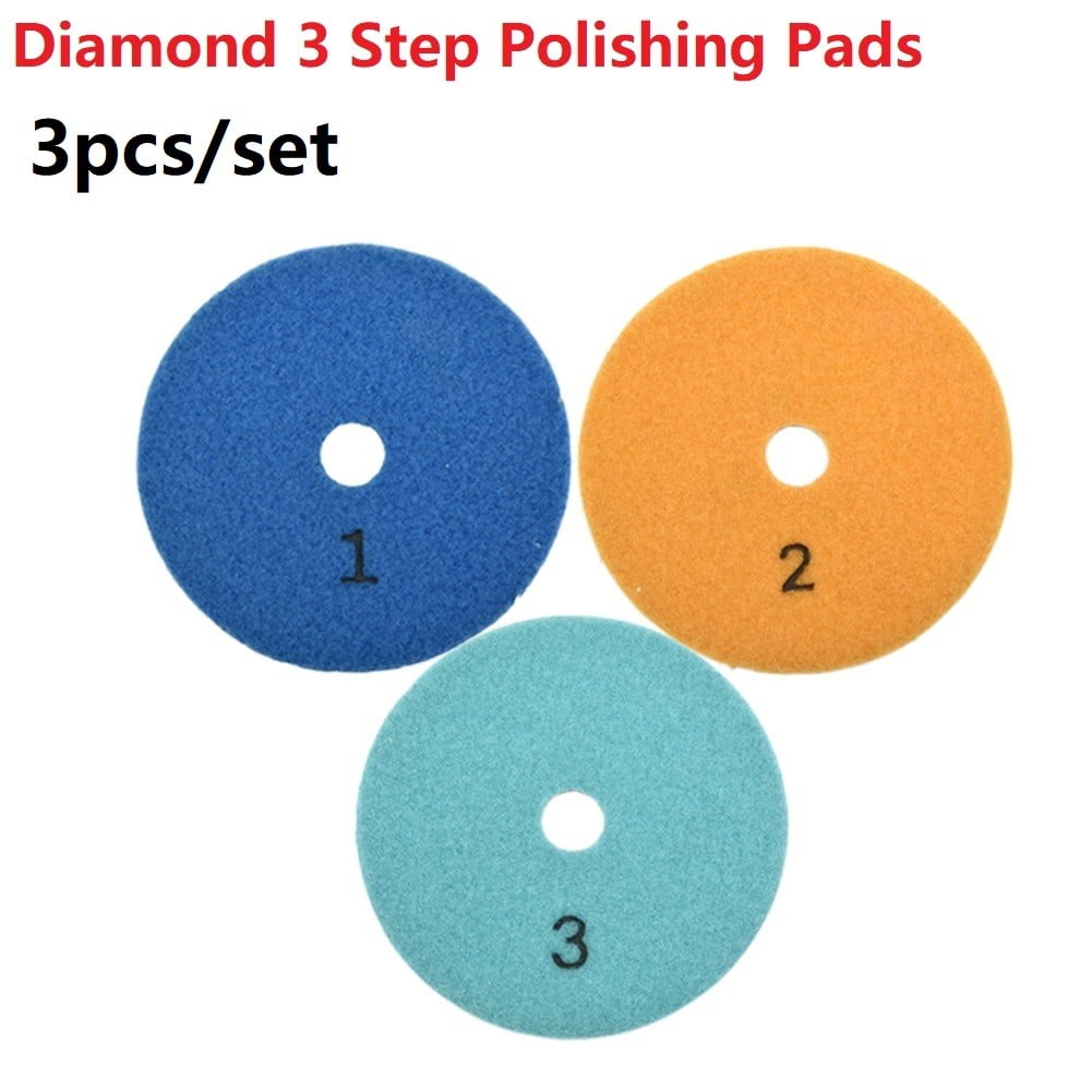 3 Step Diamond Polishing Pads Wet/Dry 4" SET KIT Granite Marble Quartz Concrete 