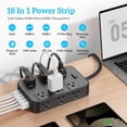 thumbnail image 2 of Flat Plug Power Strip Surge Protector 5 Ft Extension Cord with 12 AC Outlets 6 USB Ports 3 Side Multi Plug Outlet Extender Home Office Kitchen Dorm Room Wall Desk Charging Station ETL Listed, 2 of 3