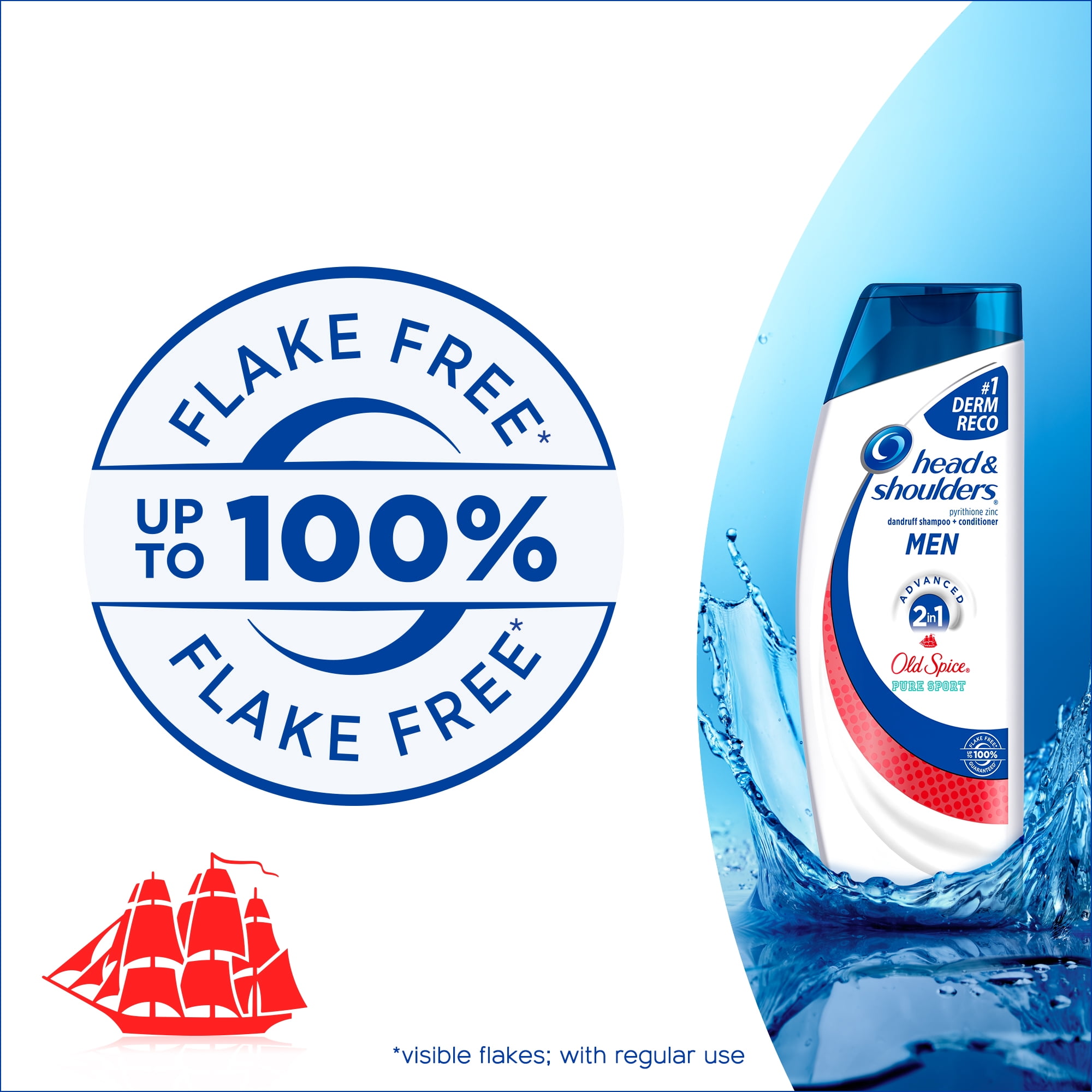 Head and Shoulders Old Spice Pure Sport 2-in-1 Anti-Dandruff Shampoo + Conditioner, 23.7 fl oz