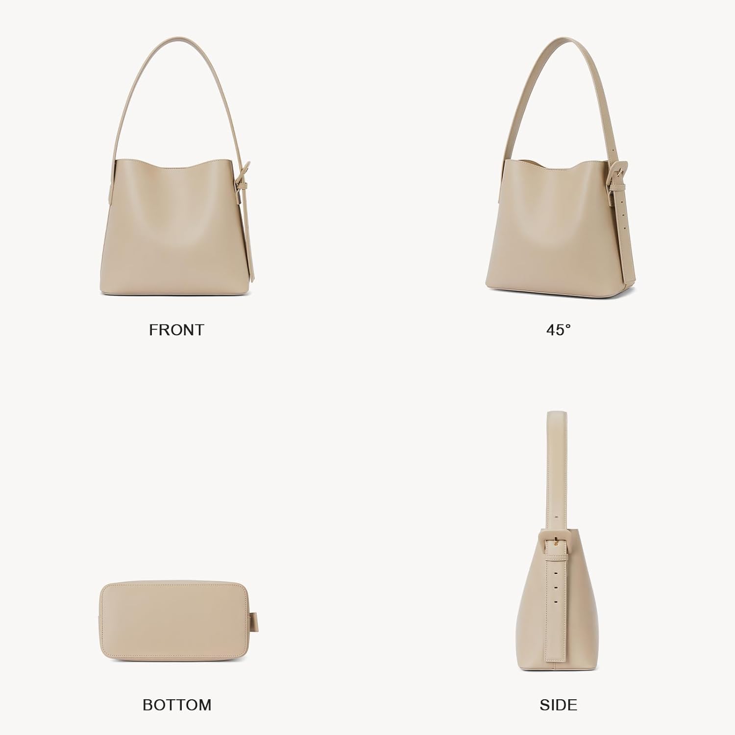 Bucket Bag Leather Shoulder Purses for Women Trendy Adjustable Strap