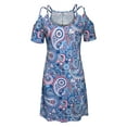 thumbnail image 4 of WISEFIN Women Cold Shoulder Short Sleeve Printing A-Line Dress, 4 of 4