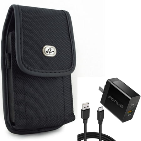 6ft Long Cable Fast Type-C 36W PD Home Charger w Holster Rugged Case Belt Clip for Samsung Galaxy S21 FE 5G A53 5G A52 5G A51 5G A50 A33 5G A30s A20 - T-Mobile REVVL 4 - Wiko Ride 3 price history on PriceWatchPro